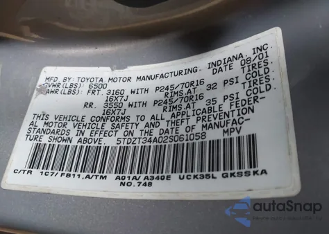 2002 Toyota Sequoia Sr5 V8 from USA, damaged, VIN 5TDZT34A02S061058